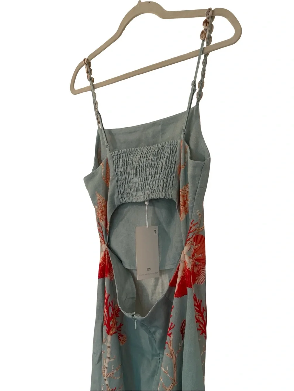 Caroline Constas Coral Shell Print Linen Maxi Dress NWT - Picture 7 of 10